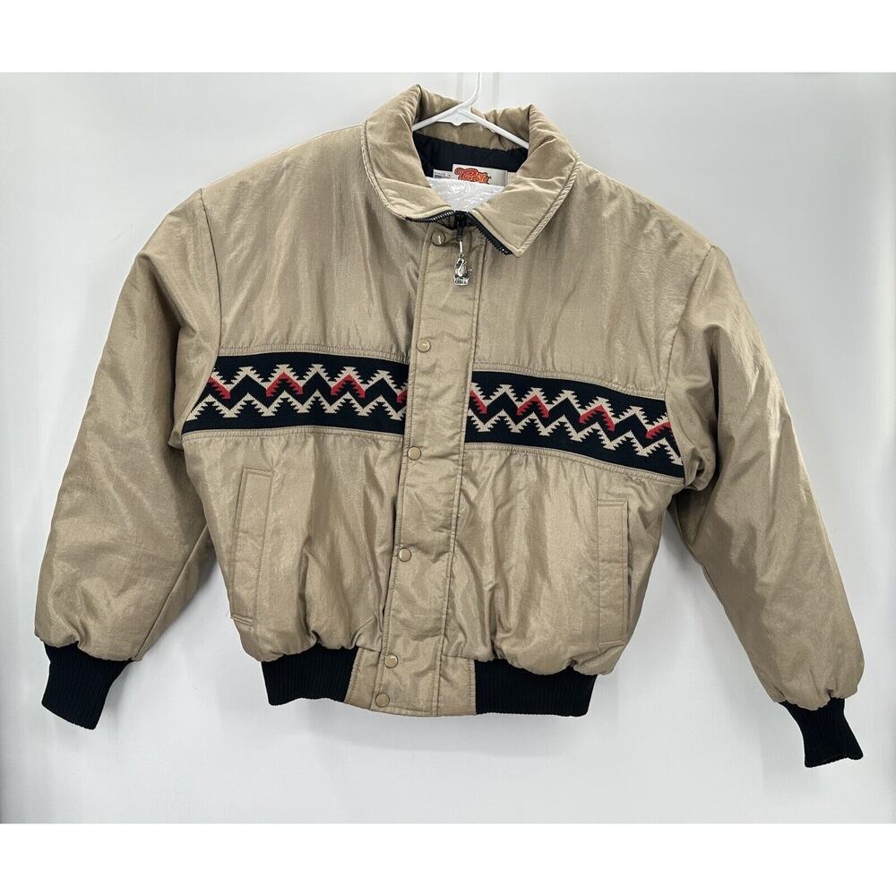 Vintage COMFY Casuals Gold Aztec Insulated Quilted Parka USA Jacket Large